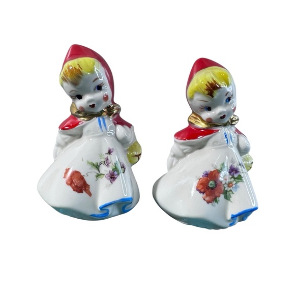 Vintage 40s 50s Regal Hull Little Red Riding Hood Ceramic Salt and Pepper Shaker - Picture 1 of 16